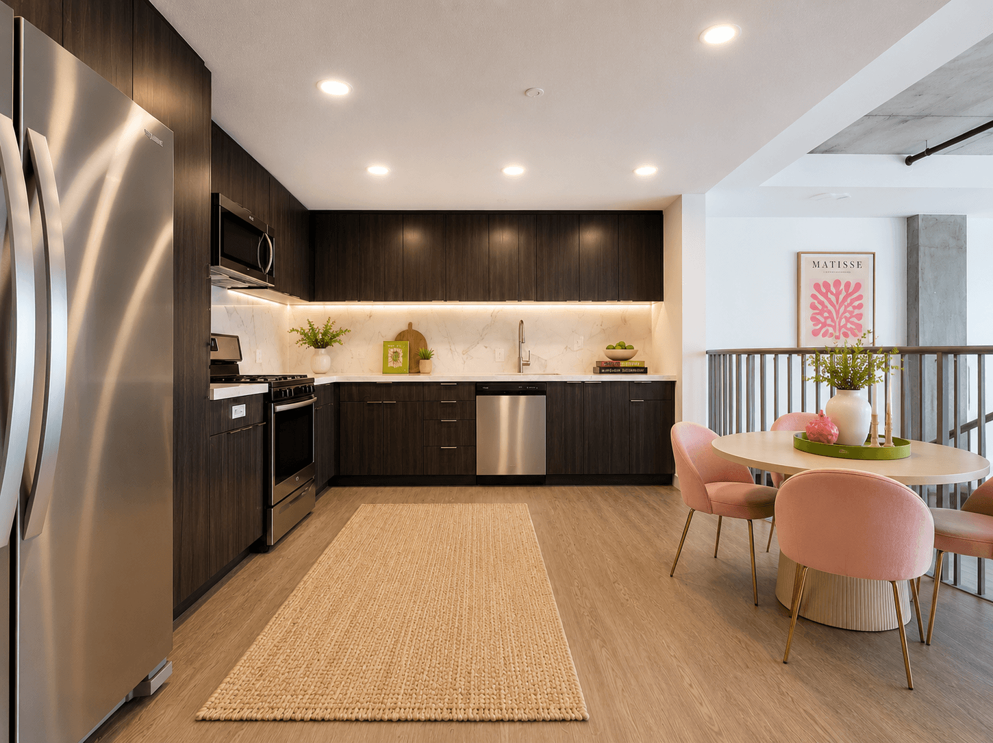 Luxury apartment finishes in a one bedroom one bathroom loft kitchen at Fusion Hollywood